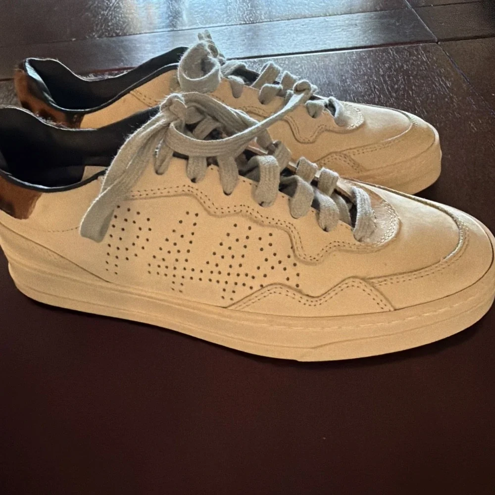 P448 Bali Sneaker Cream Leopard Print Calf Hair Women's 37 US 7